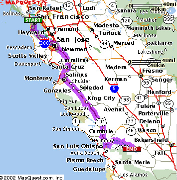 map of california 101 freeway